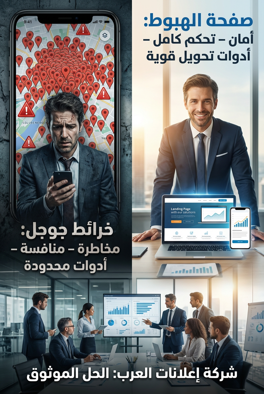 مقارنة صفحة الهبوط وخرائط جوجل 1